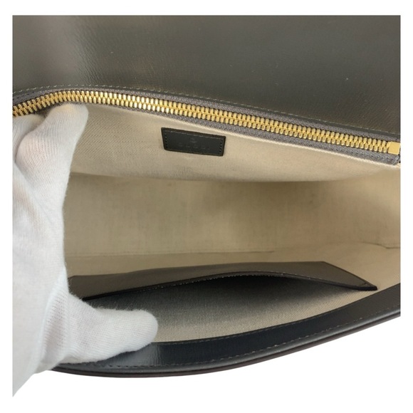 GUCCI Gray Leather Horsebit Shoulder Bag - Picture 3 of 10